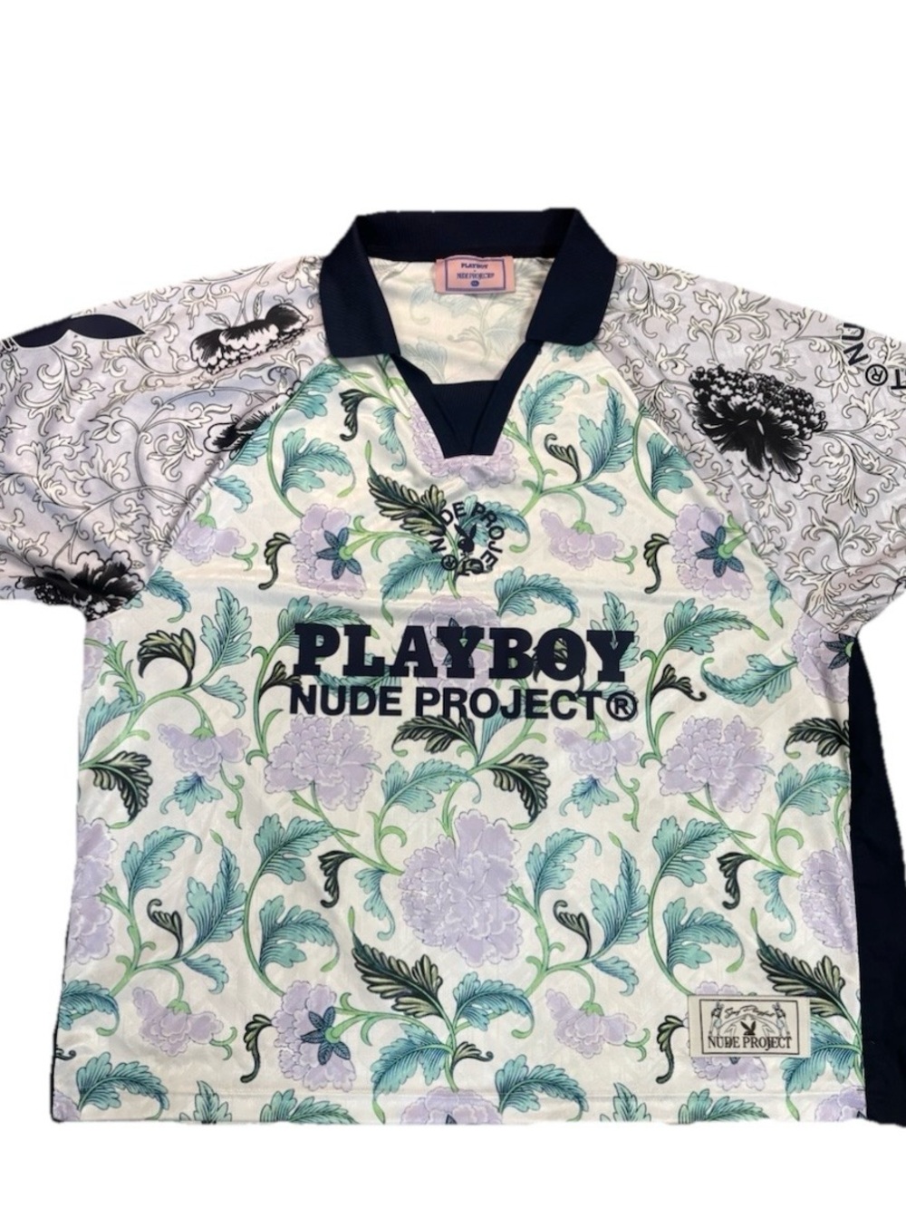 🔥 Playboy x Nude Project Floral Polo Shirt XXL Bunny Logo Streetwear Rare 🔥